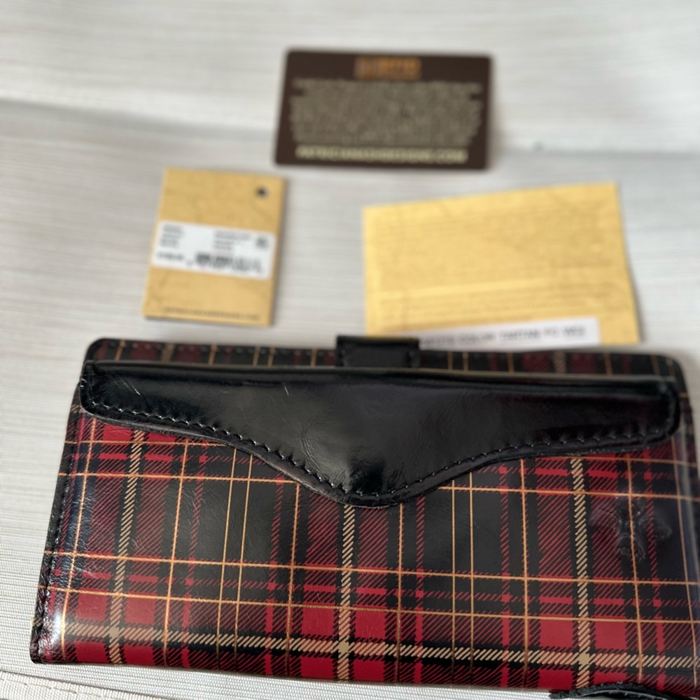 EUC Patricia Nash Tartan Wallet/ Red/Black/Gold
